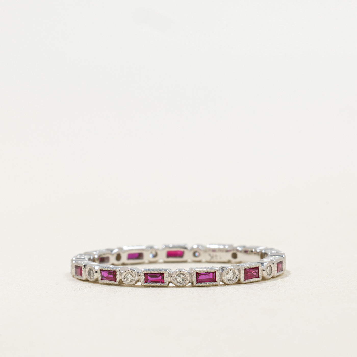 '100 Ways' Art Deco Inspired Ruby & Diamond Eternity Band | 0.40ctw, 0.08ctw | SZ 6.75 |