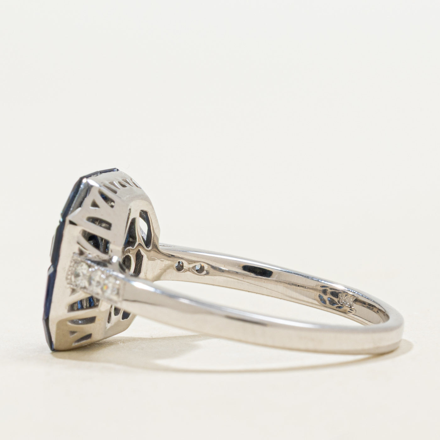 '100 Ways' Art Deco Inspired Invisible Set Sapphire & Diamond Ring | 4.1ctw, 0.09ctw | SZ 6.75 |