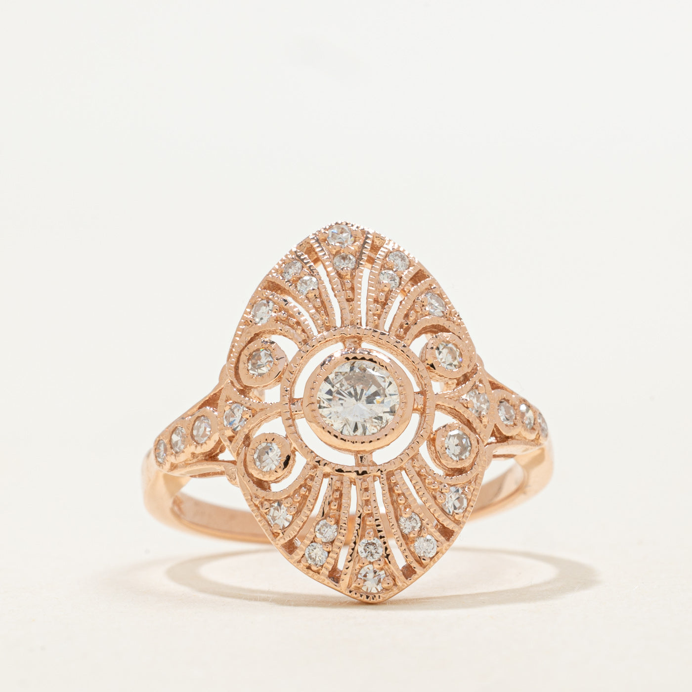 '100 Ways' Art Deco Inspired Rose Gold Diamond Ring | 0.49ctw | SZ 6.75 |