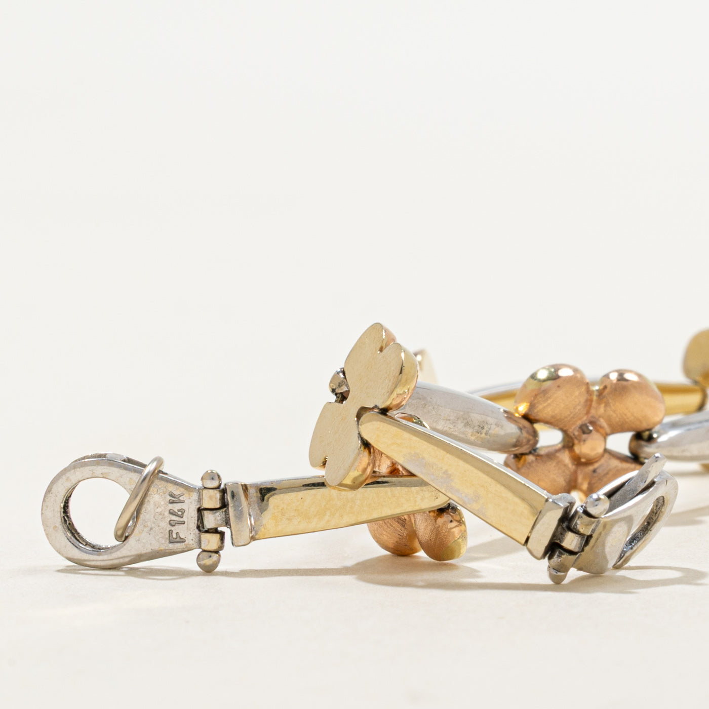 Tri Tone Gold Floral Bracelet | 7" |