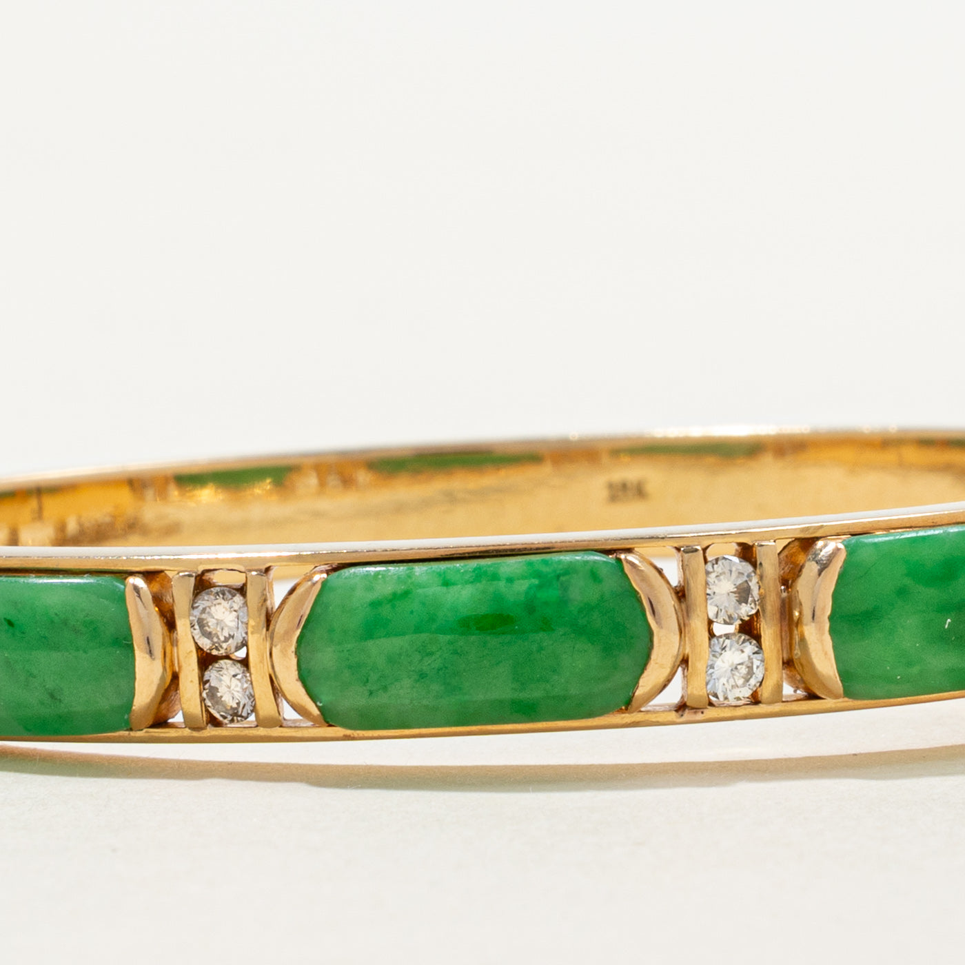 Jadeite & Diamond Bangle Bracelet | 5.00ctw, 0.05ctw | 6" |