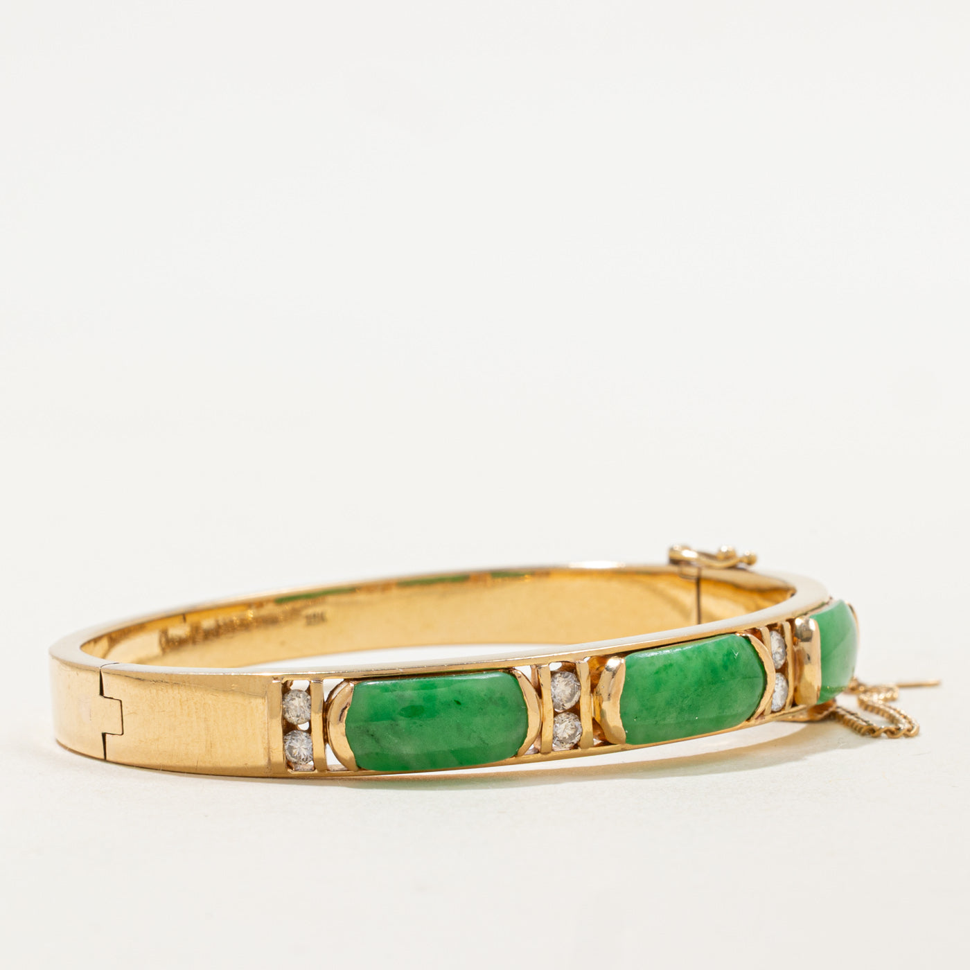 Jadeite & Diamond Bangle Bracelet | 5.00ctw, 0.05ctw | 6" |