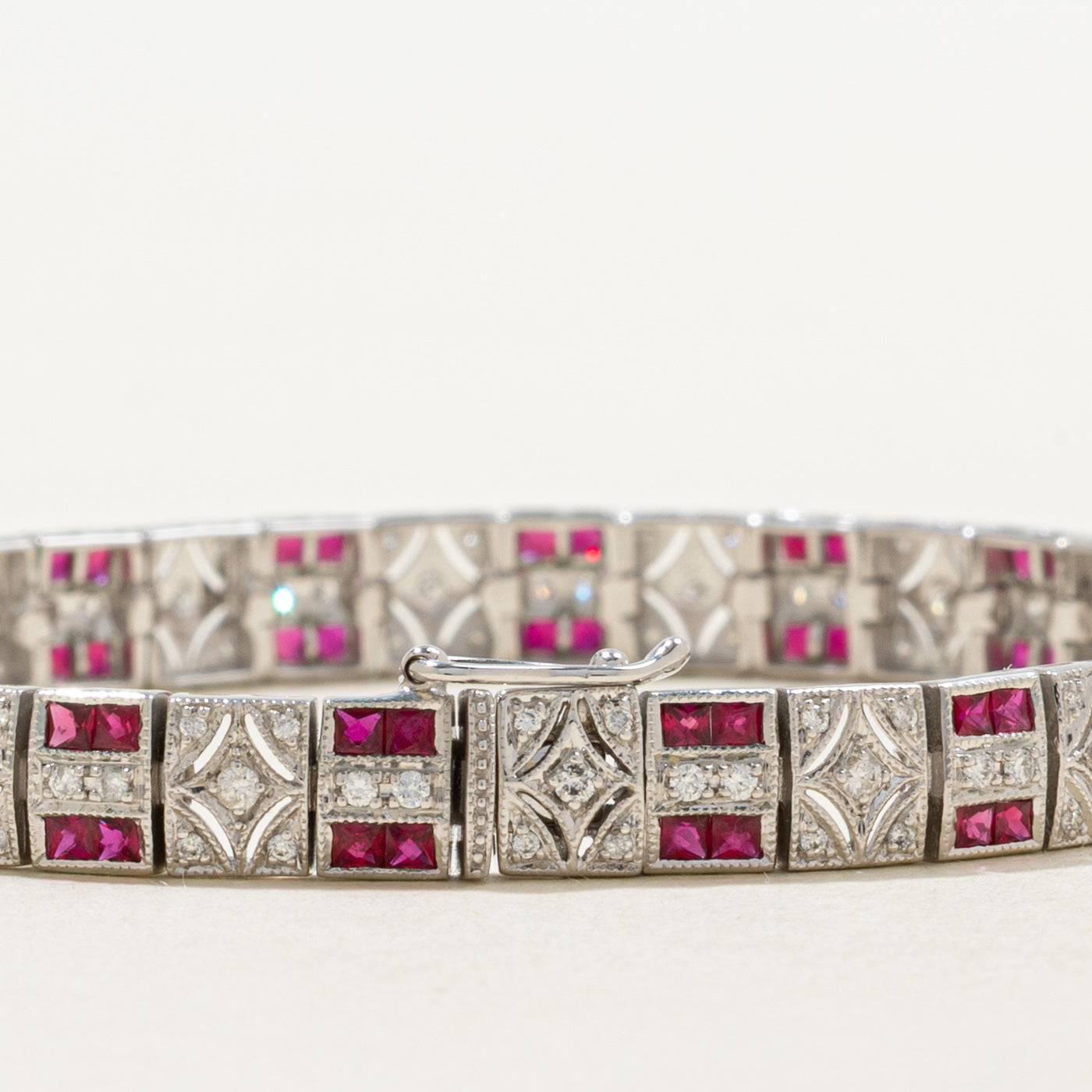 '100 Ways' Art Deco Inspired Ruby & Diamond Bracelet | 2.80ctw, 0.94ctw | 7" |