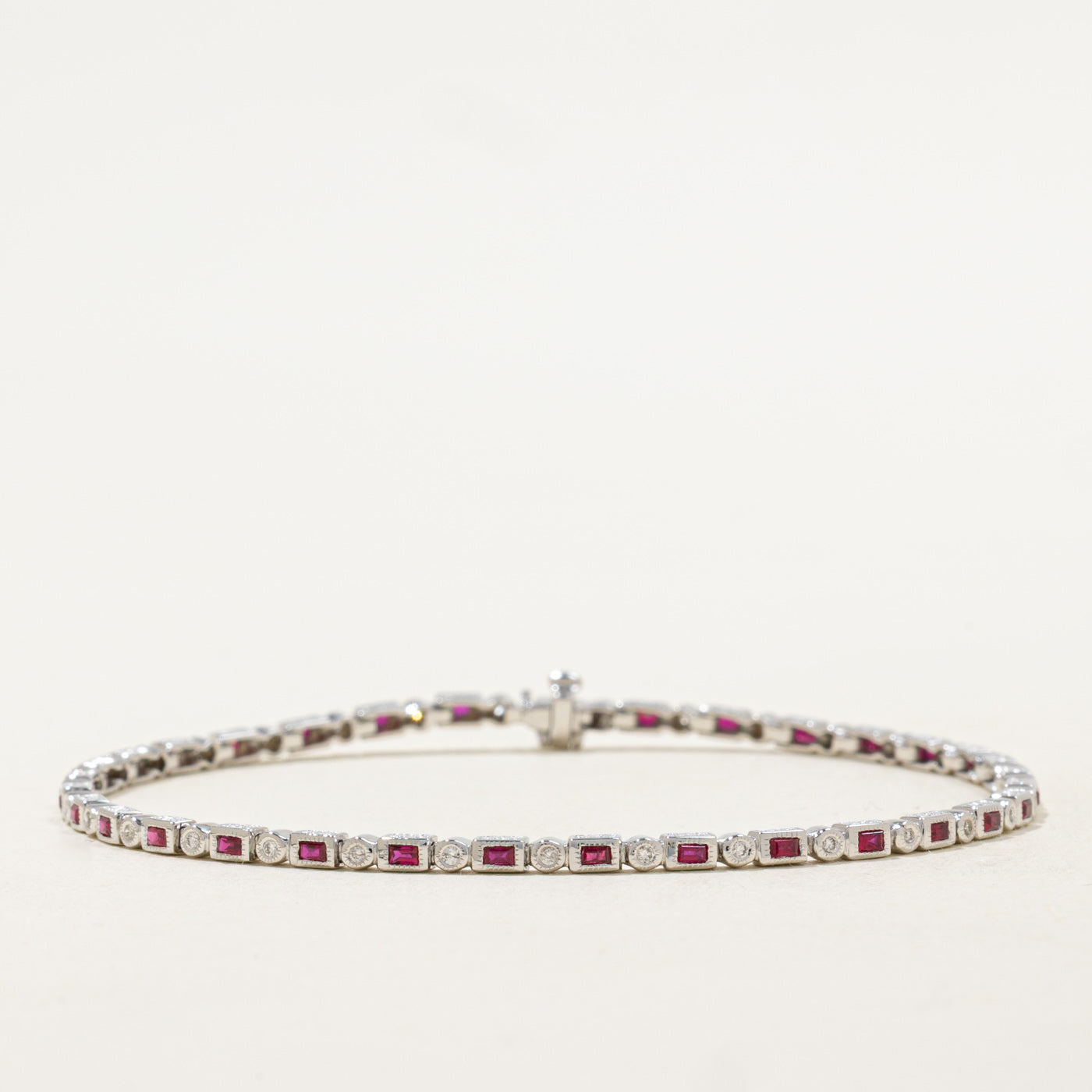 '100 Ways' Art Deco Inspired Ruby & Diamond Gemstone Bracelet | 1.05ctw, 0.22ctw | 7" |