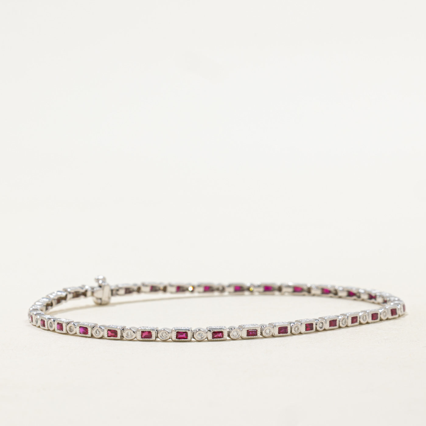 '100 Ways' Art Deco Inspired Ruby & Diamond Gemstone Bracelet | 1.05ctw, 0.22ctw | 7" |