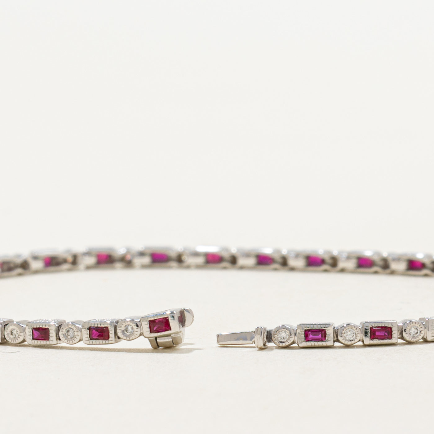'100 Ways' Art Deco Inspired Ruby & Diamond Gemstone Bracelet | 1.05ctw, 0.22ctw | 7" |