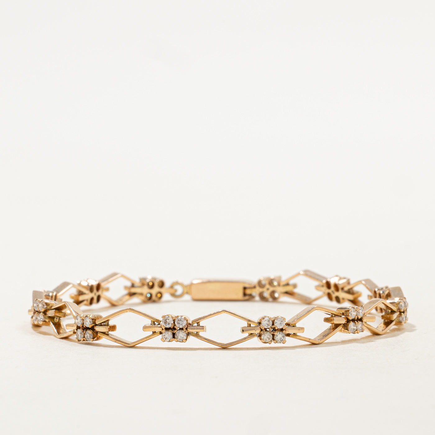 Diamond Cluster Geometric Link Bracelet | 1.00ctw | 7" |