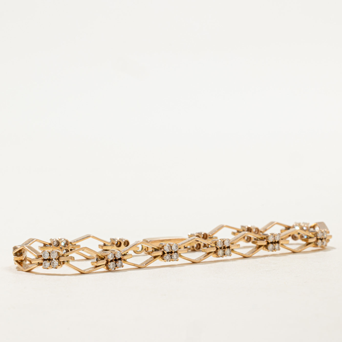 Diamond Cluster Geometric Link Bracelet | 1.00ctw | 7" |