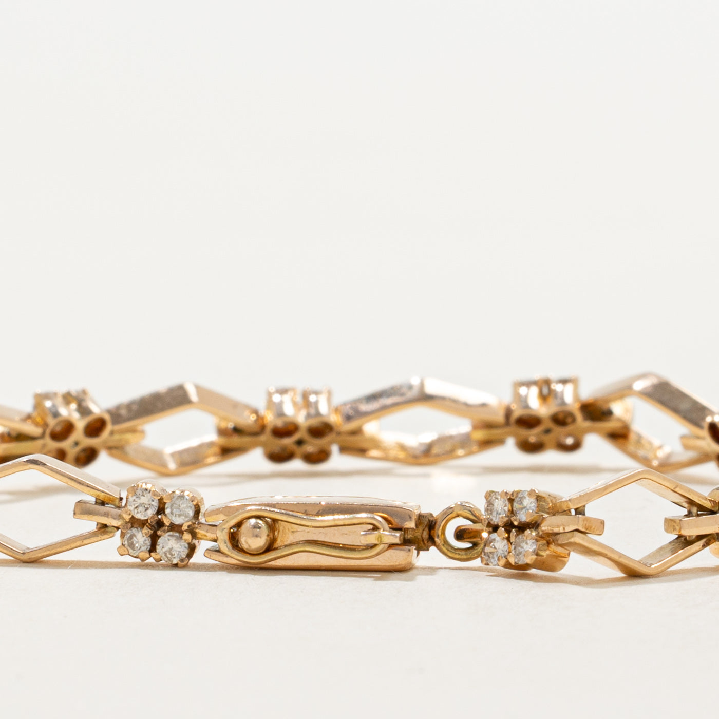 Diamond Cluster Geometric Link Bracelet | 1.00ctw | 7" |