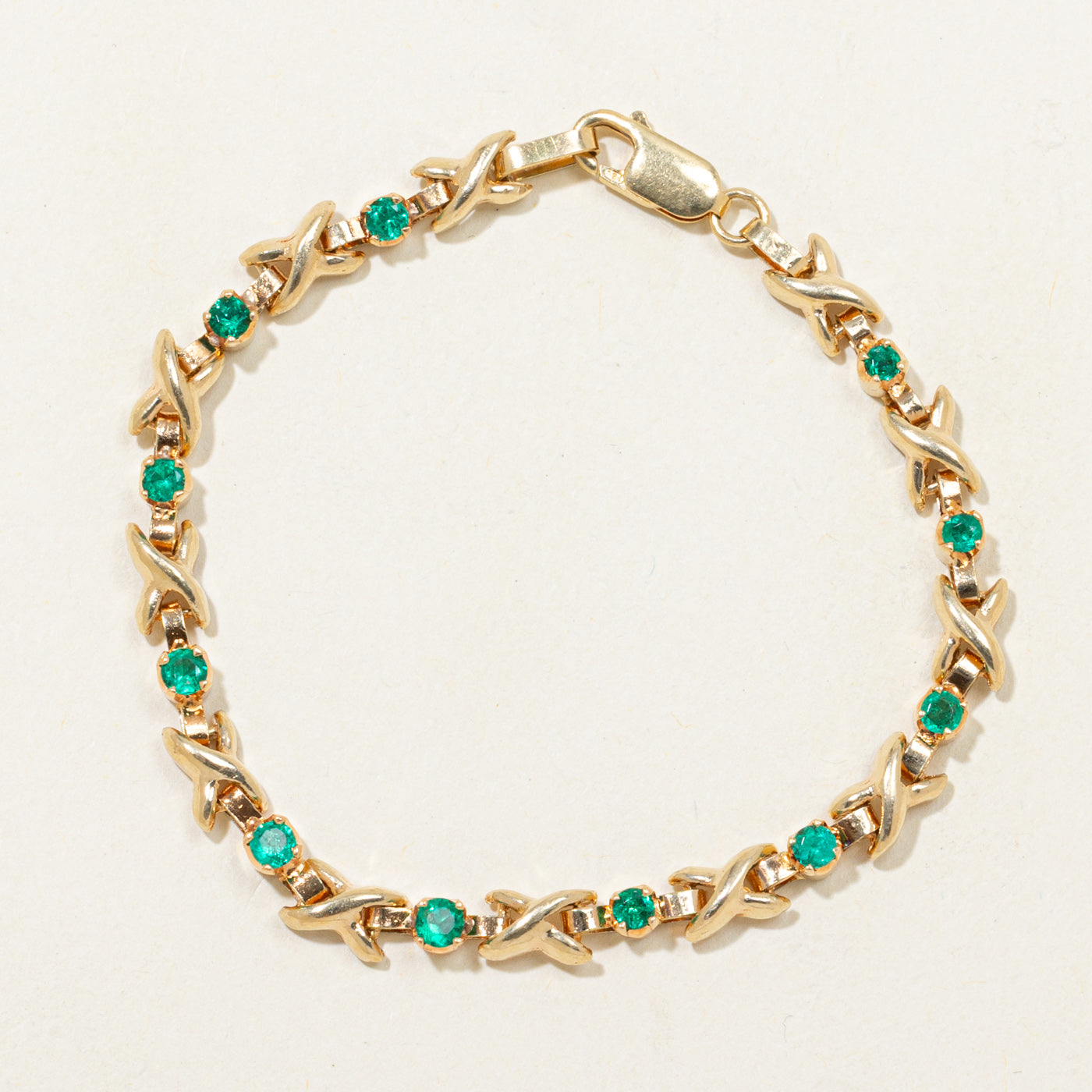 Emerald X Link Gemstone Bracelet | 0.88ctw | 6.75" |