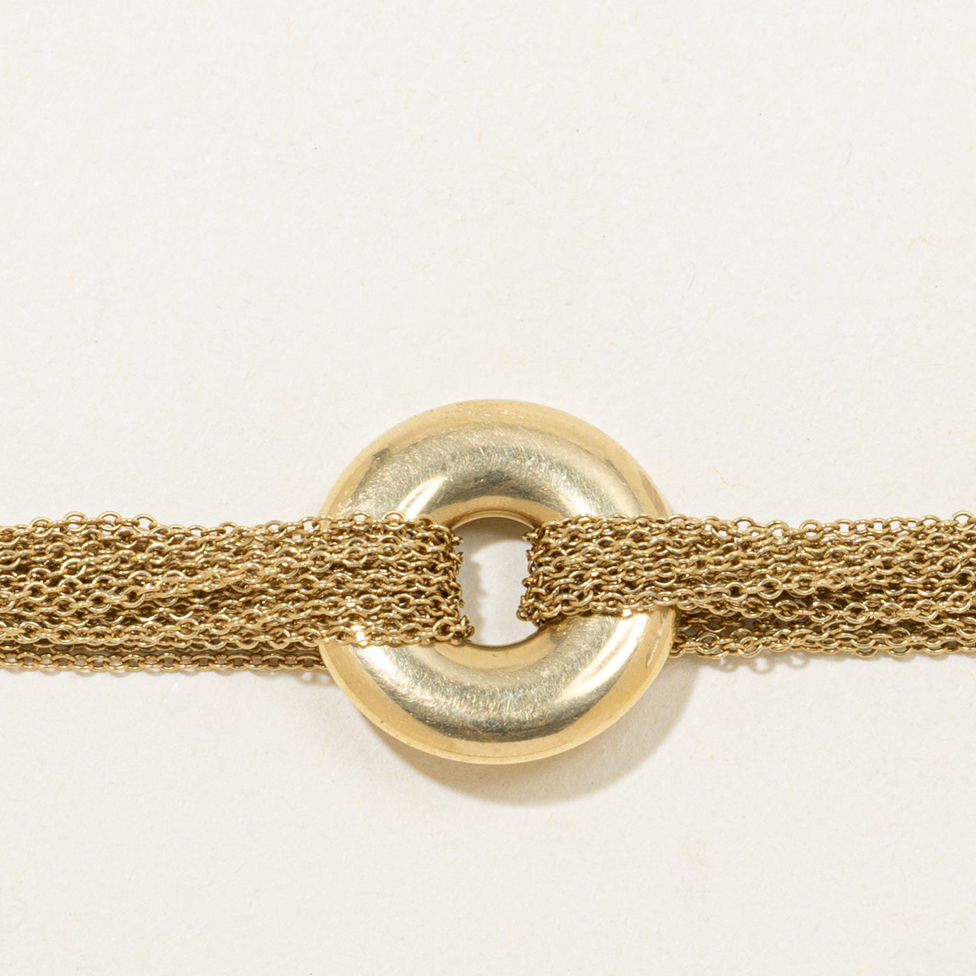 Tiffany & Co.' 18k Multi Strand Mesh Circle Toggle Bracelet | 7.5