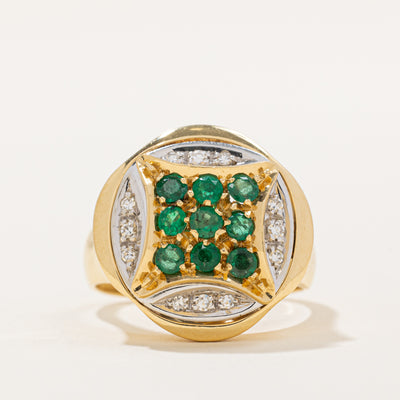 Emerald & Diamond Cocktail Ring | 0.63ctw, 0.12ctw | SZ 8.75 |