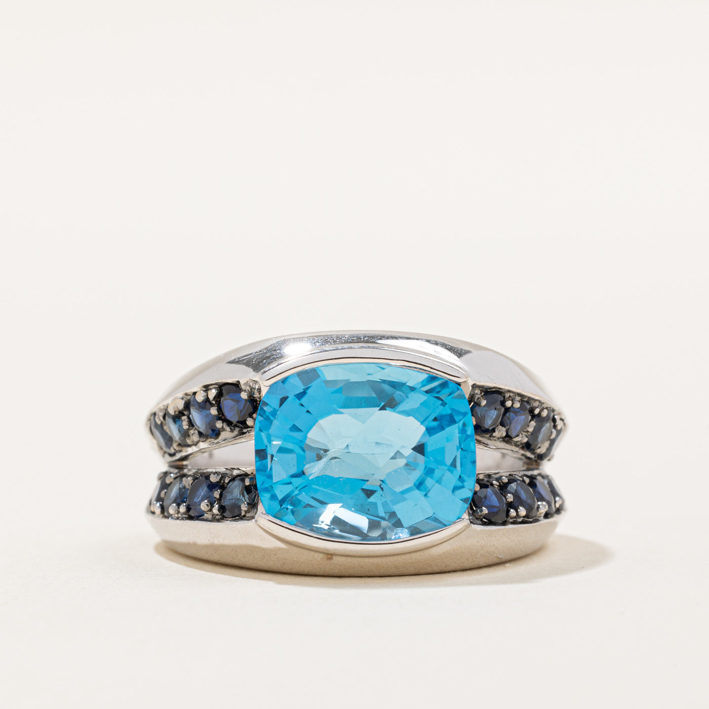 Topaz & Sapphire Cocktail Ring | 6.75ct, 1.12ctw | SZ 9 |