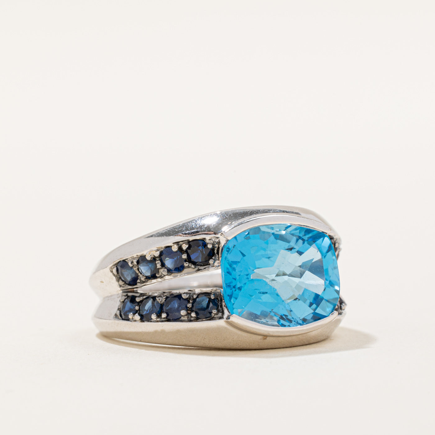 Topaz & Sapphire Cocktail Ring | 6.75ct, 1.12ctw | SZ 9 |