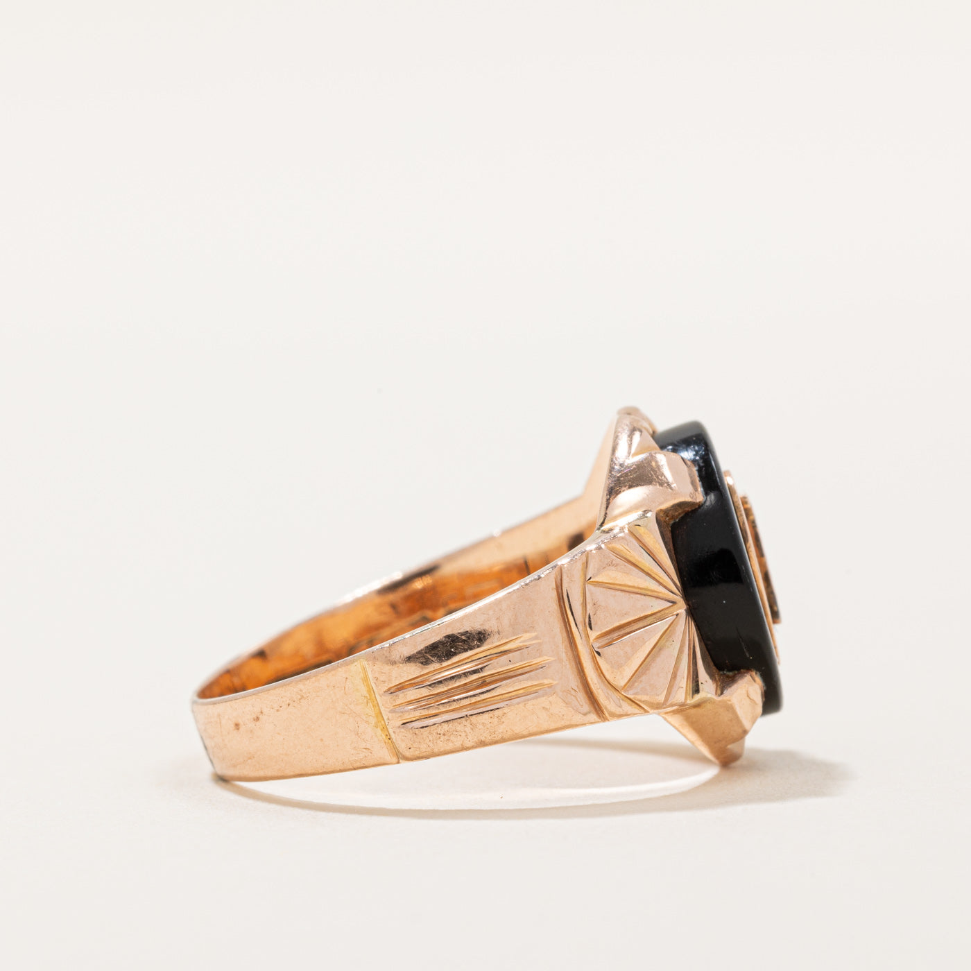 P' Initialed Black Onyx Ring | 3.50ct | SZ 7.5 |