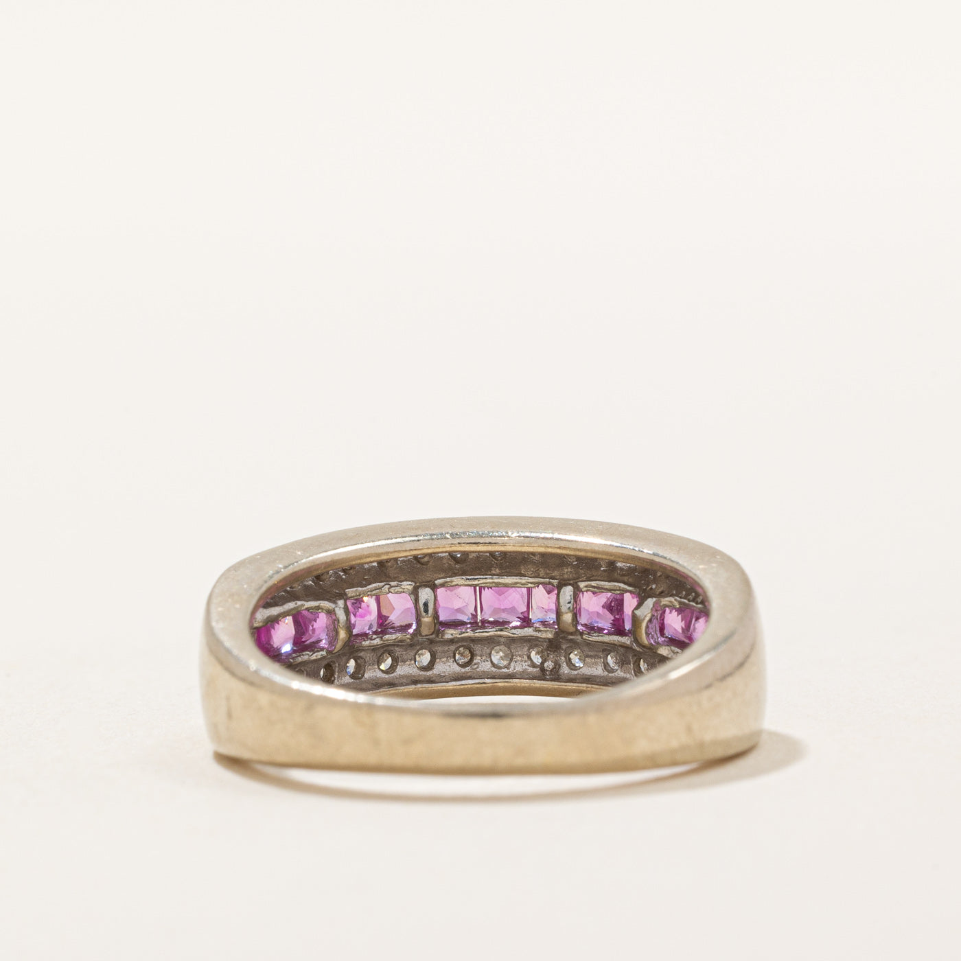 Three Row Ruby & Diamond Ring | 0.66ctw, 0.08ctw | SZ 5.5 |