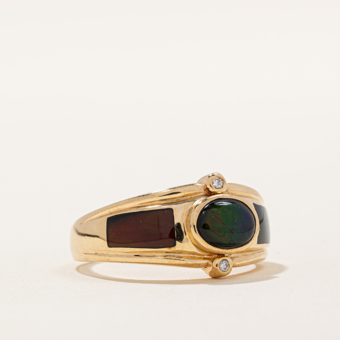 Bague cocktail en ammolite et diamants | 1,95 ct, 0,02 ct | Taille 8,75 | 