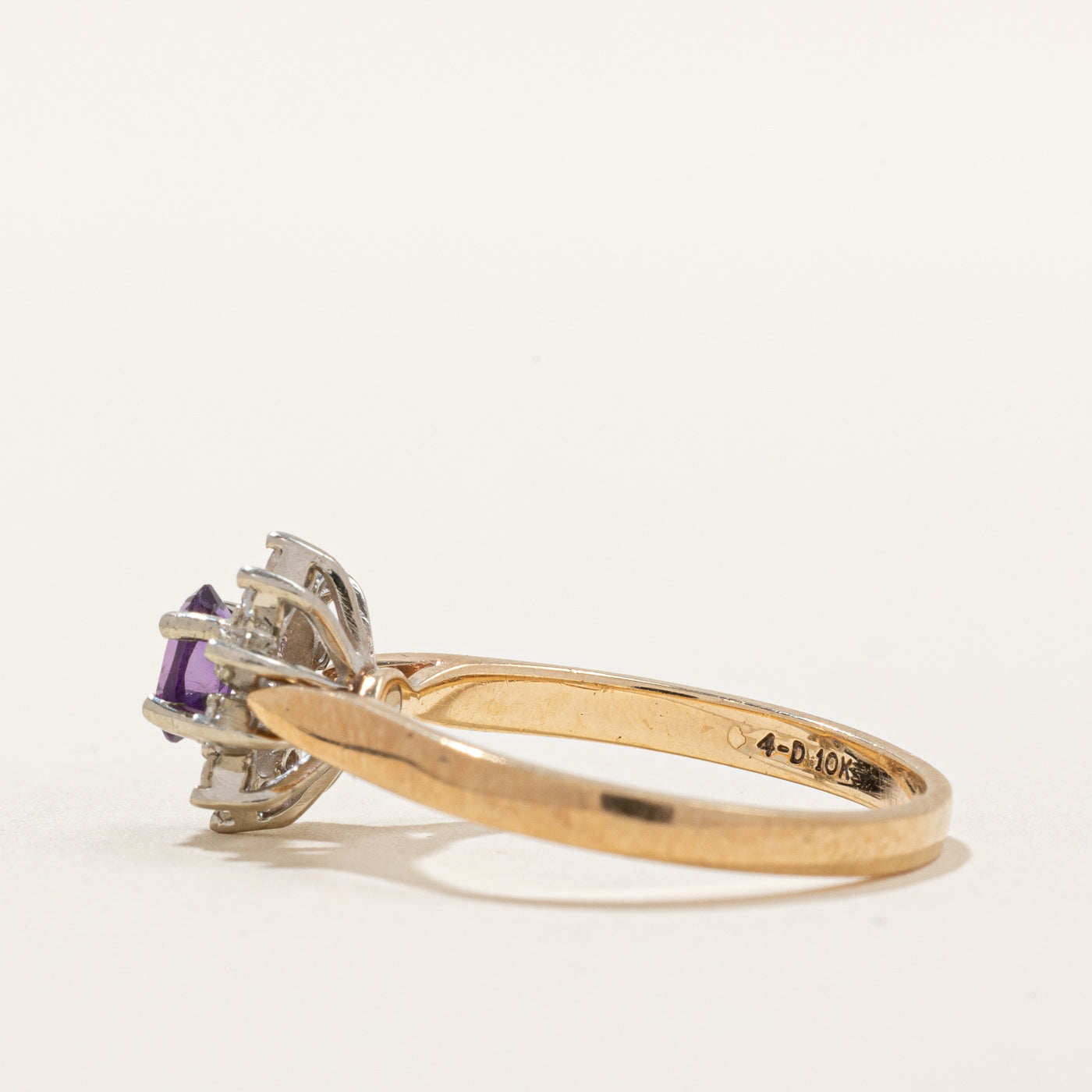 Amethyst & Diamond Cluster Set Ring | 0.15ct, 0.10ctw | SZ 6 |