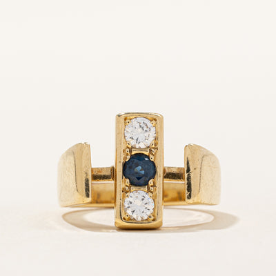 Diamond & Sapphire Vertical Ring | 0.32ctw, 0.26ct | SZ 5.5 |