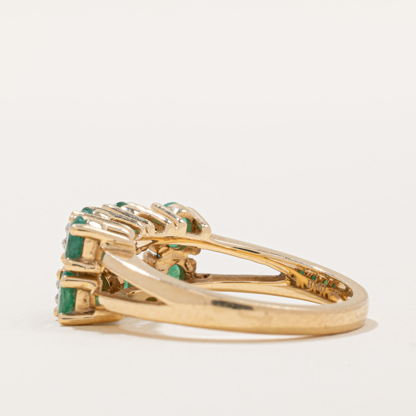 Double Row Emerald & Diamond Ring | 1.20ctw, 0.03ctw | SZ 7 |