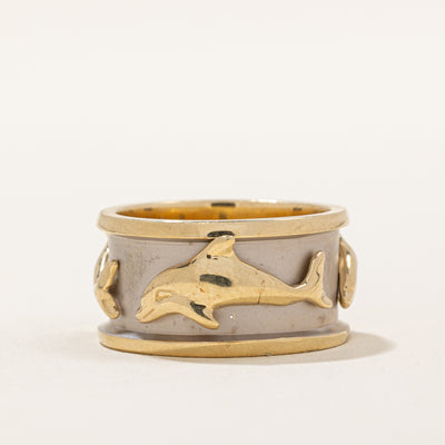 14k Yellow Gold Dolphin Ring | SZ 8.5 |