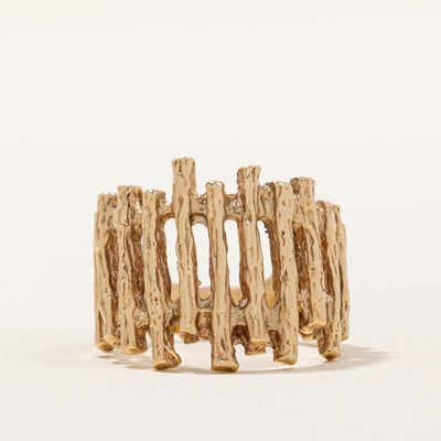 14k Yellow Gold Textured Ring | SZ 7 |