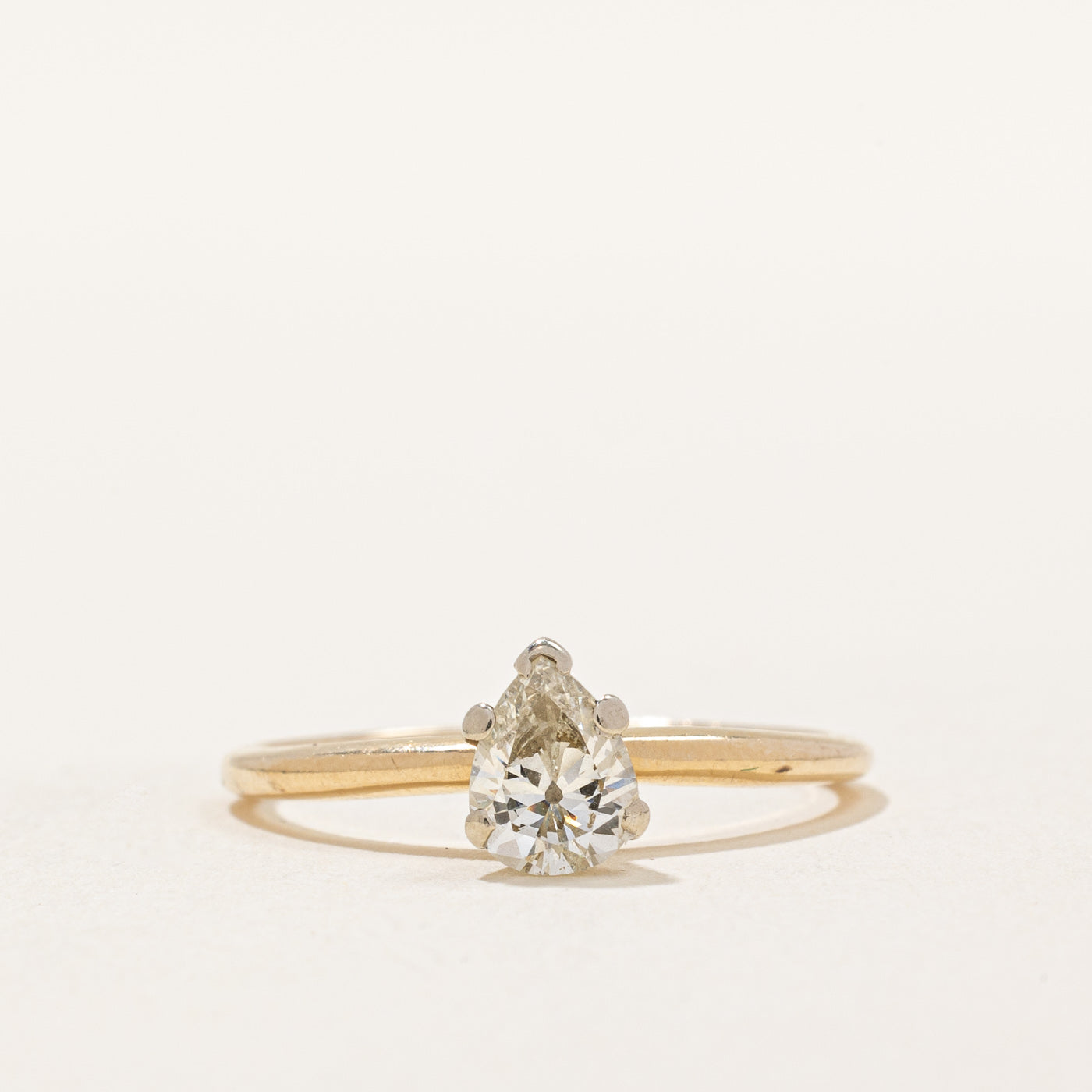 Bague en diamant taille poire | 0,56 ct SI1 J | Taille 6,5 | 
