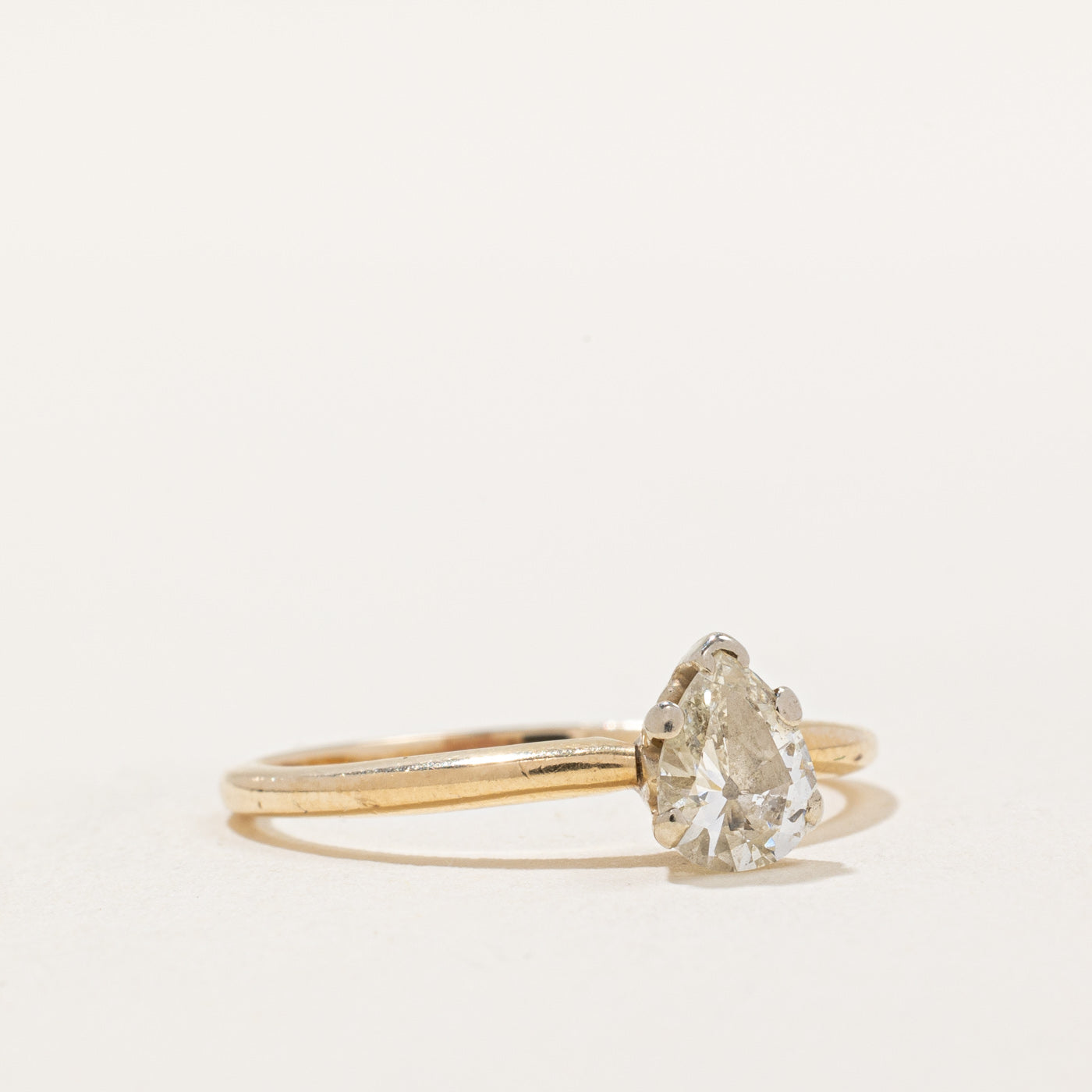 Bague en diamant taille poire | 0,56 ct SI1 J | Taille 6,5 | 