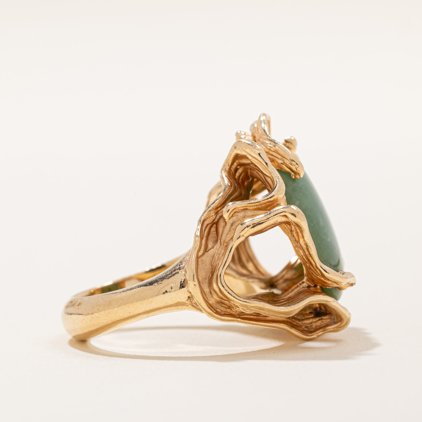 14k Yellow Gold Jadeite Cocktail Ring | 6.00ct | SZ 6.5 |