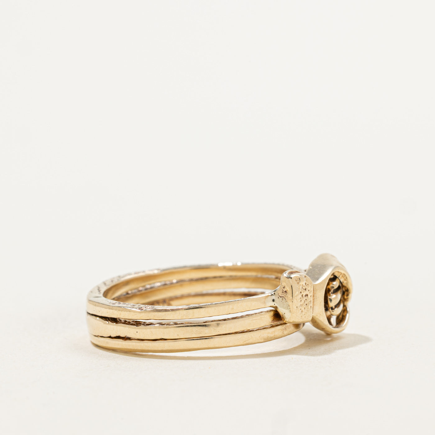 Antique 10k Interlocking Gold Gimmel Ring with Hands & Heart | SZ 9
