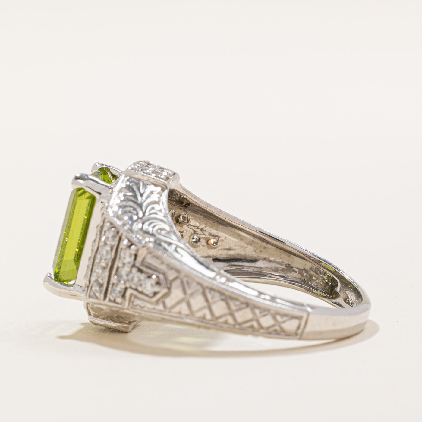 Peridot & Diamond Cocktail Ring | 3.80ct, 0.48ctw | SZ 8.75 |