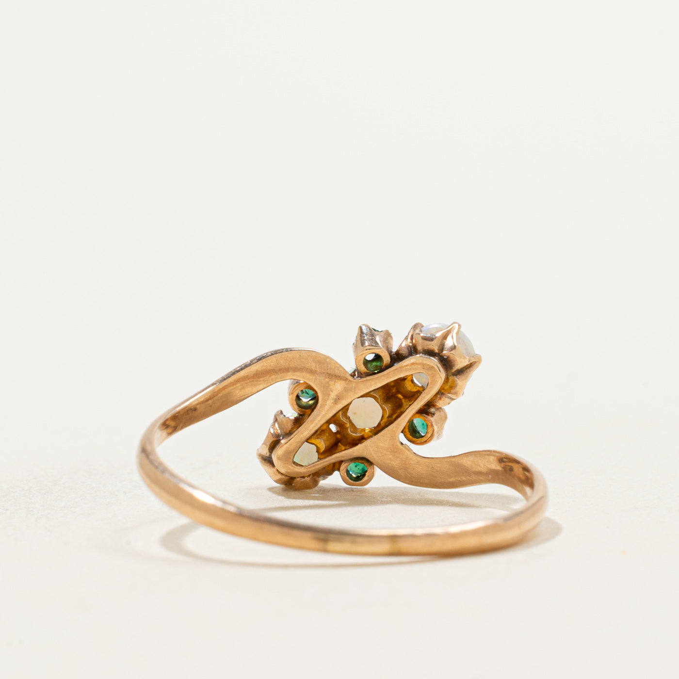 Antique Diagonal Opal & Garnet Cluster Bypass Ring | 0.78 ctw | SZ 8.5