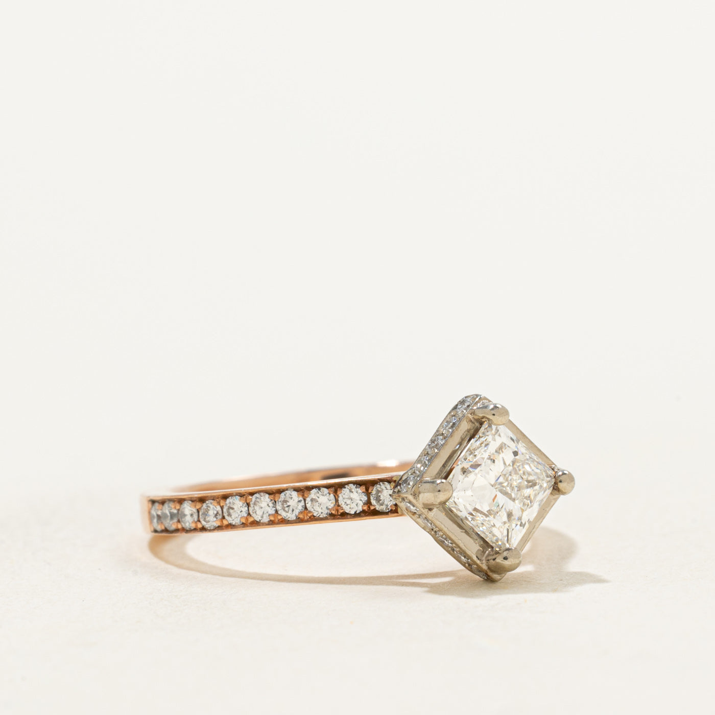 'Noam Carver' GIA Princess Cut Diamond Accented Ring | GIA 0.64ct VS2 H, 0.30ctw | SZ 5.5 |