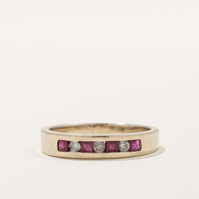 Channel Set Ruby & Diamond Ring | 0.24ctw, 0.09ctw | SZ 7.5 |