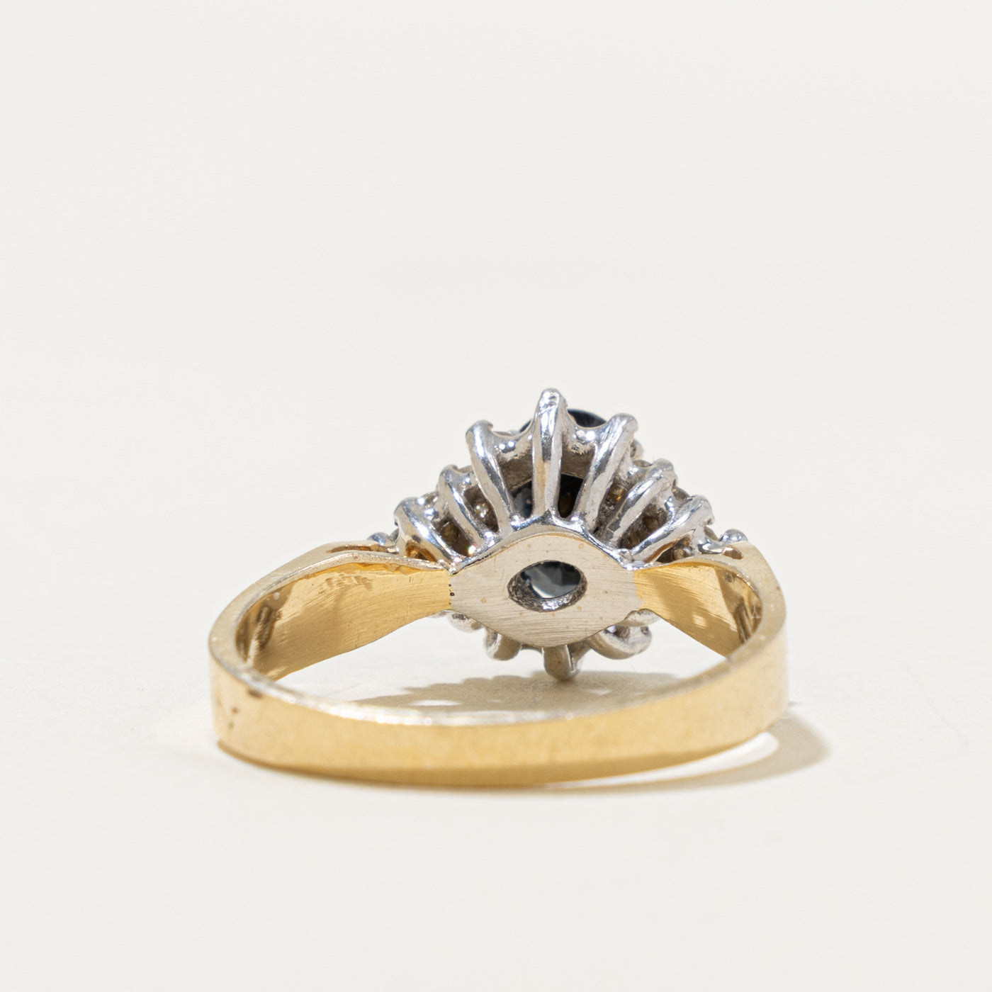 14k Oval Cut Sapphire & Diamond Petal Halo Ring | 1.00ct, 0.36ctw | SZ 6.75