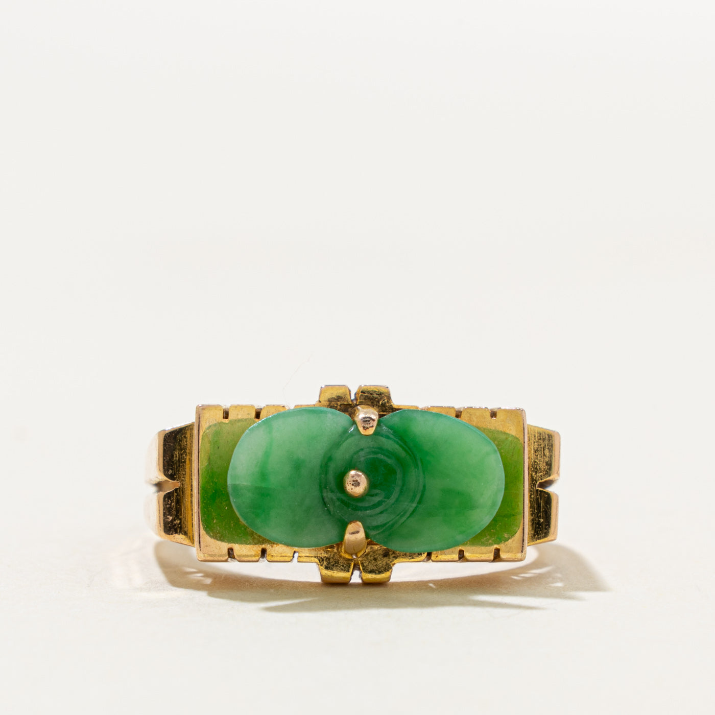 14k Jadeite Architectural Ring | 1.25ct | SZ 7