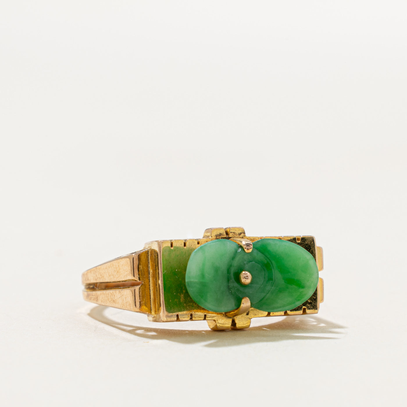 14k Jadeite Architectural Ring | 1.25ct | SZ 7
