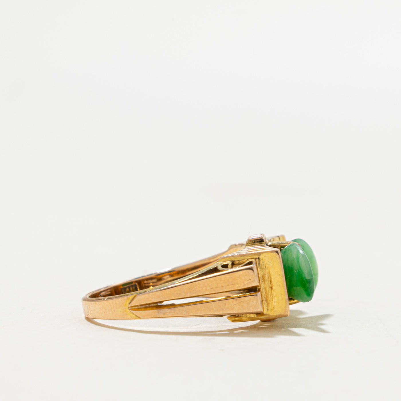 14k Jadeite Architectural Ring | 1.25ct | SZ 7