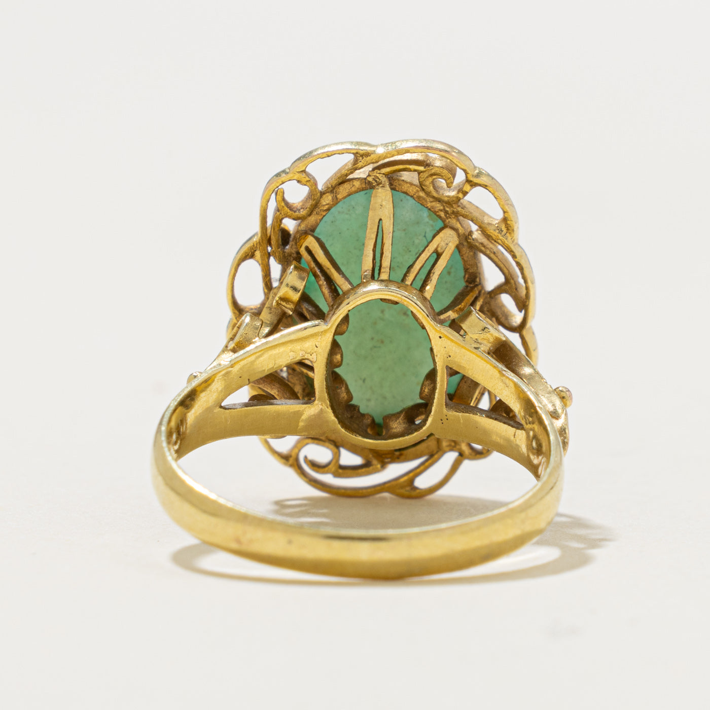 14k Solitaire Jadeite Openwork Ring | 3.90ct | SZ 5.5