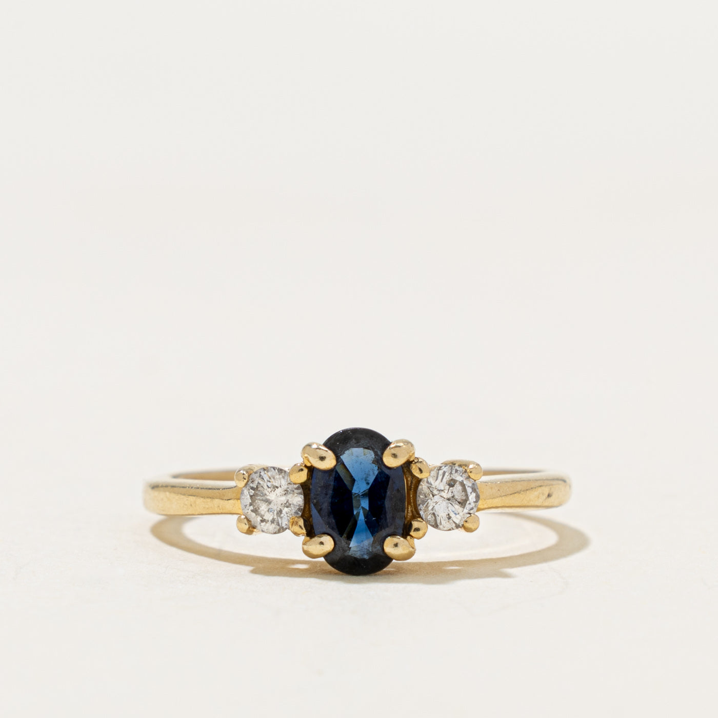 14k Three Stone Sapphire & Diamond Ring | 0.50ct, 0.14ctw | SZ 5
