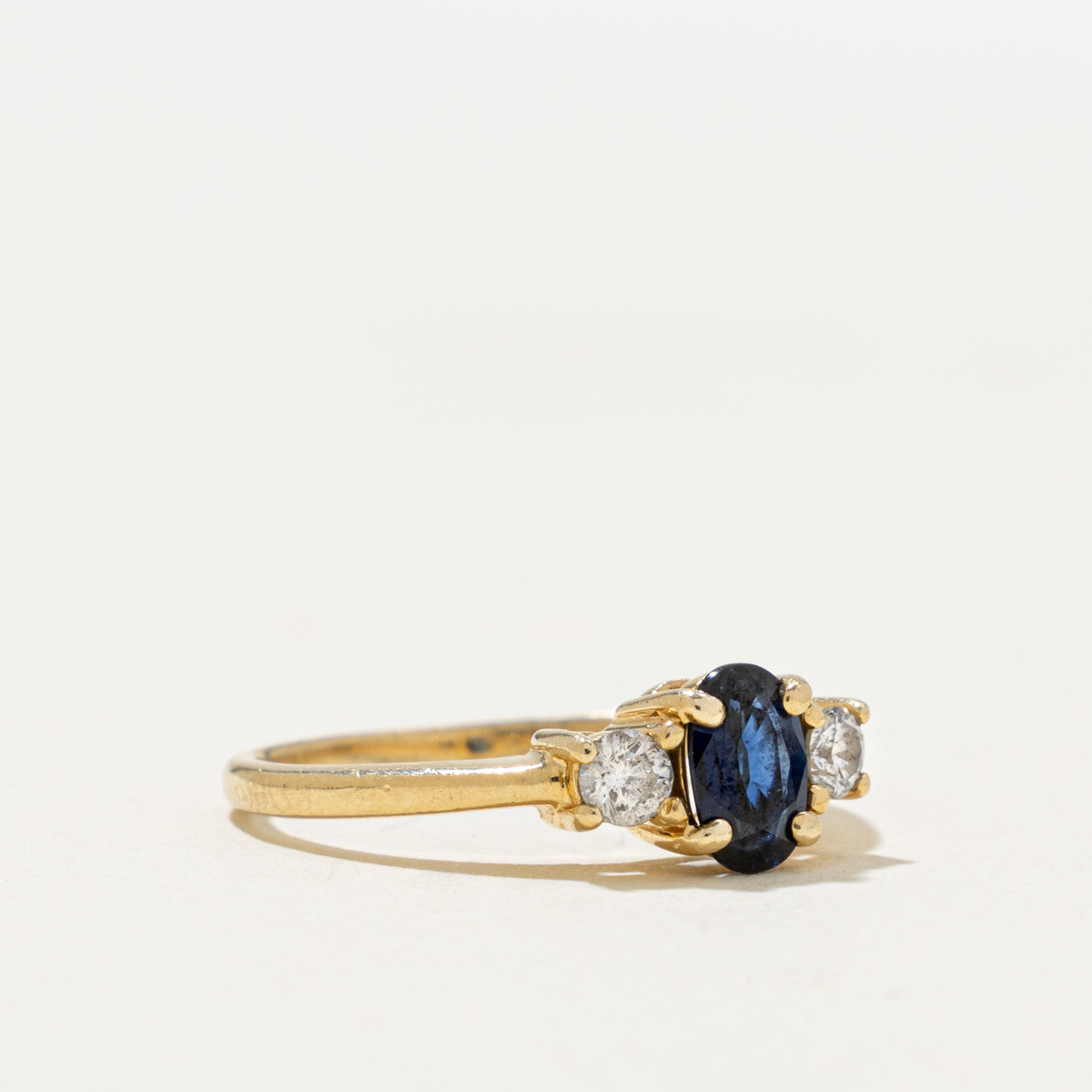 14k Three Stone Sapphire & Diamond Ring | 0.50ct, 0.14ctw | SZ 5