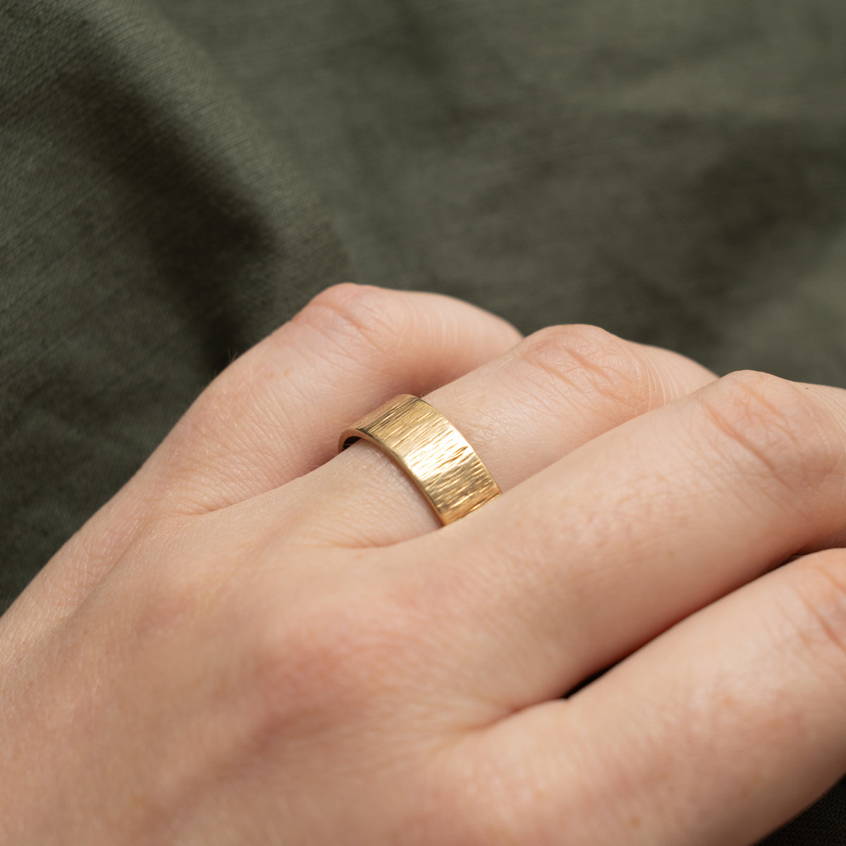 1968 London 9k Yellow Gold Textured Band | 6.65mm | SZ 9.25
