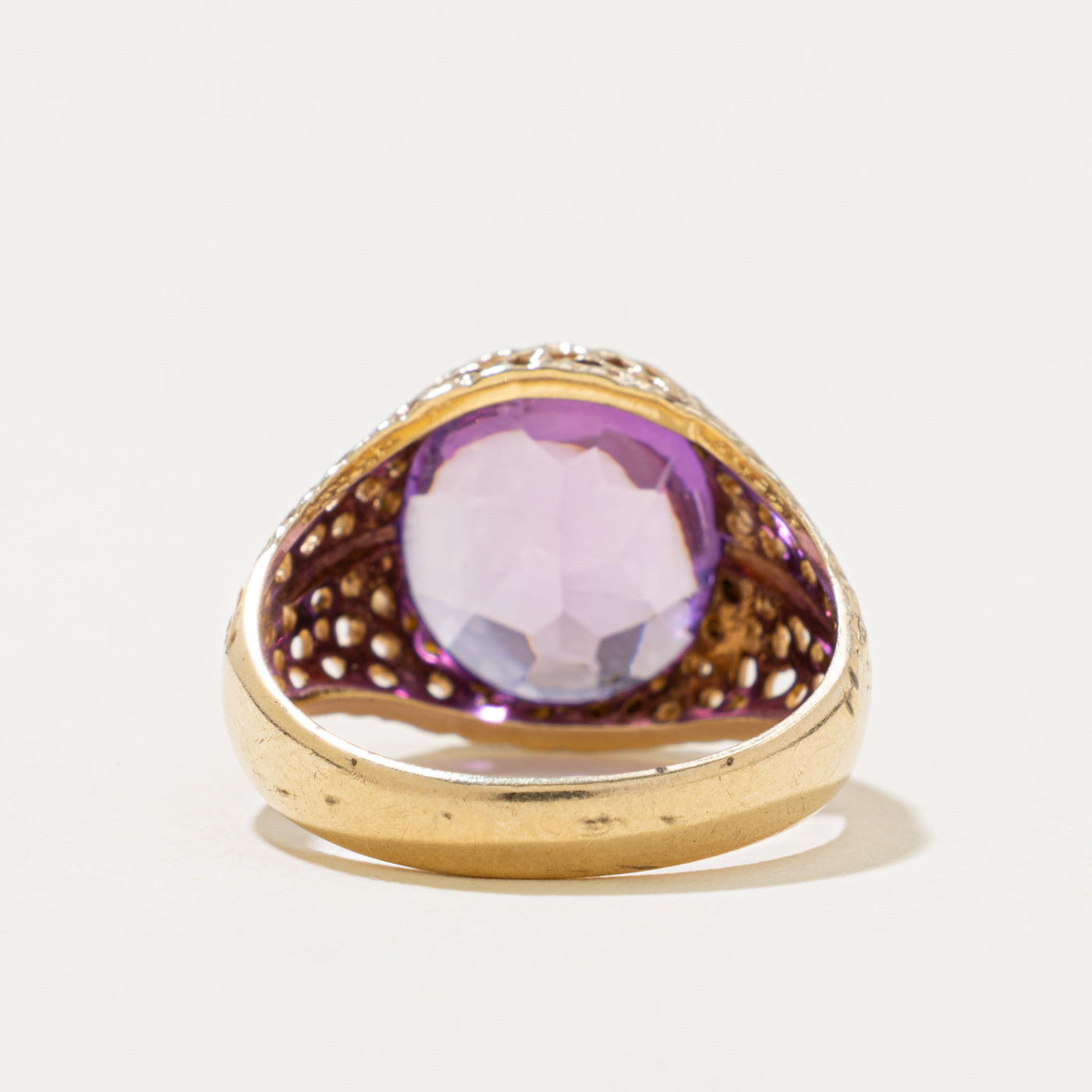 10k Synthetic Sapphire Openwork Signet Ring | 7.40ct | SZ 9