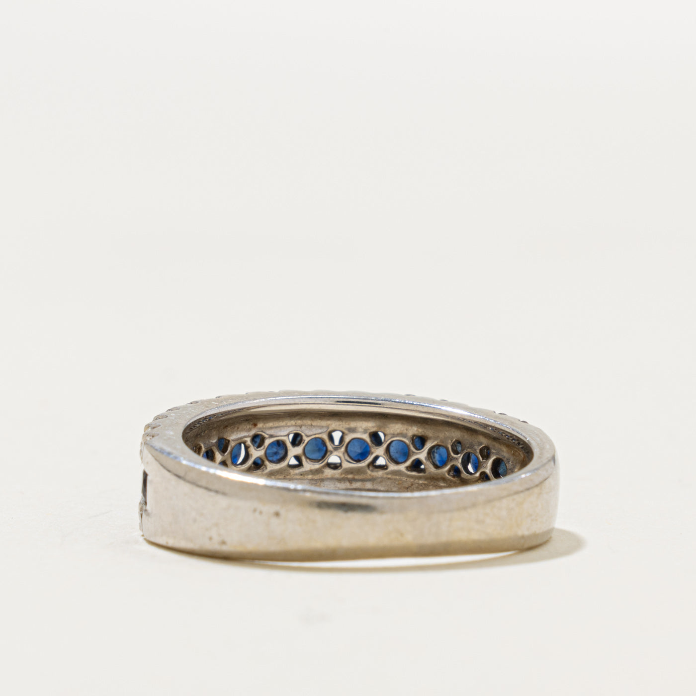 14k Multi Row Sapphire & Diamond Band | 0.75ctw, 0.80ctw | 6.35mm | SZ 7.75