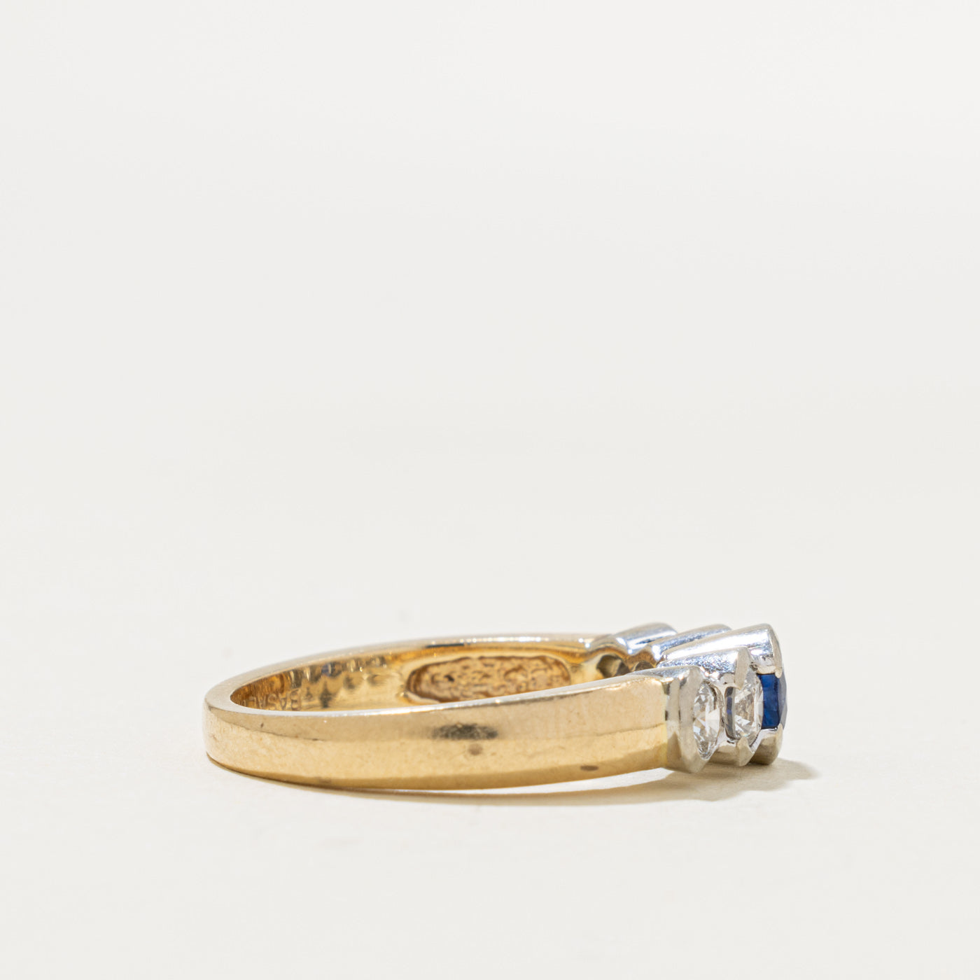 14k Five Stone Sapphire & Diamond Ring | 0.40ct, 0.52ctw | SZ 7.5