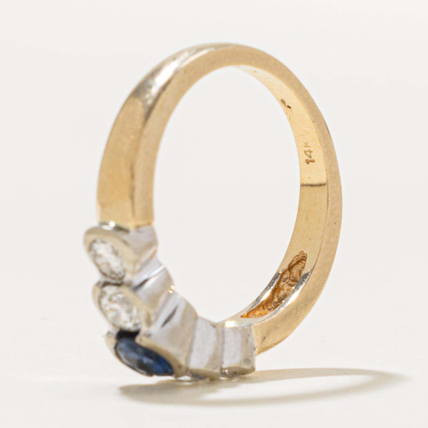 14k Five Stone Sapphire & Diamond Ring | 0.40ct, 0.52ctw | SZ 7.5