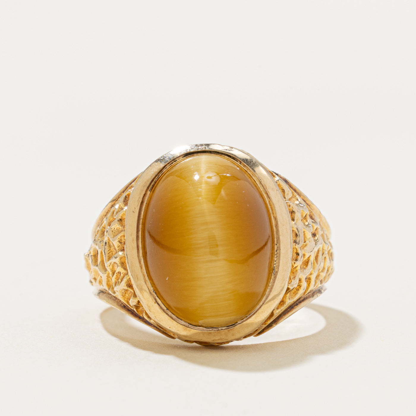 10k Tiger's Eye Nuggety Signet Ring | 9.00ct | SZ 10