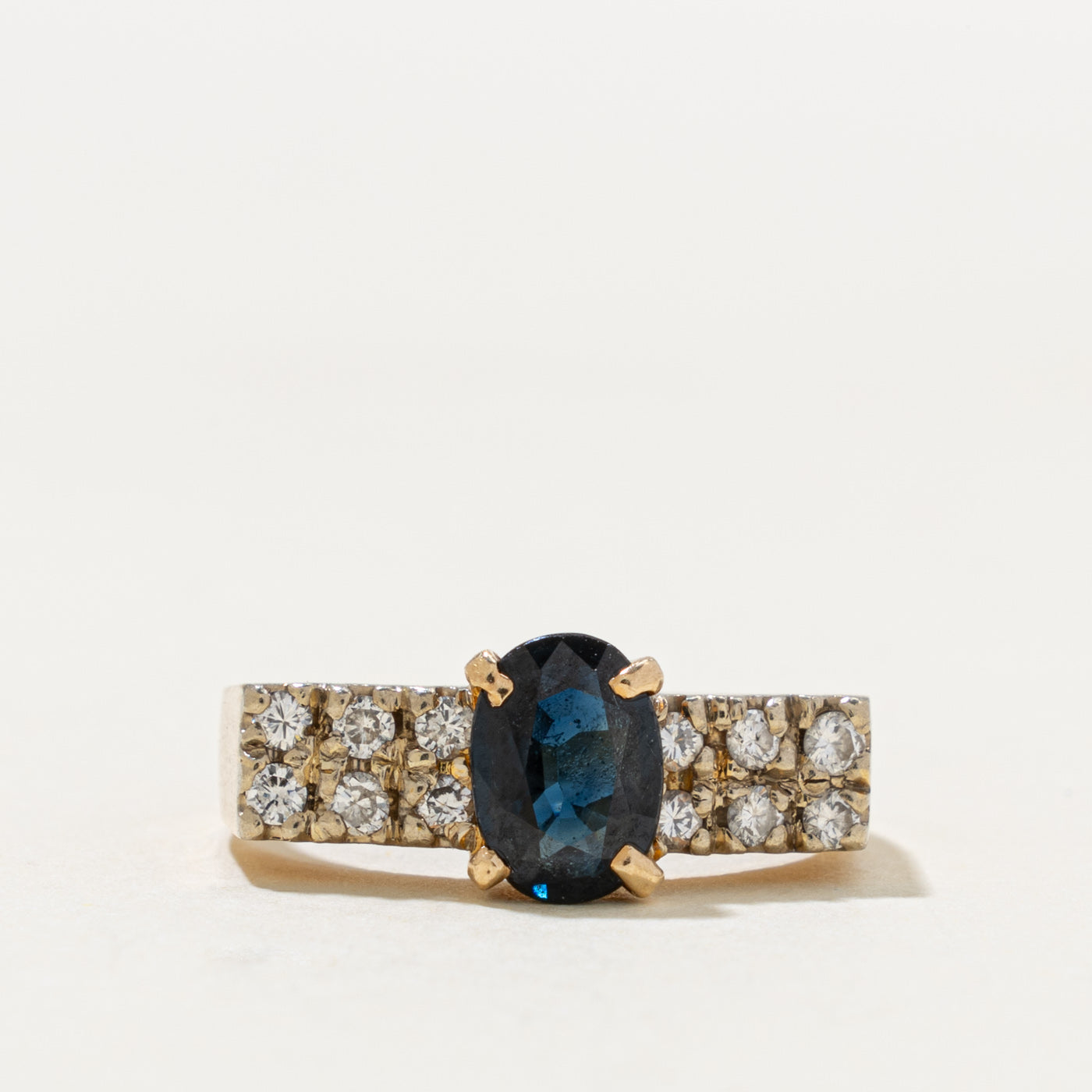 14k Oval Cut Sapphire & Diamond Accented Ring | 1.00ct, 0.24ctw | SZ 4.75
