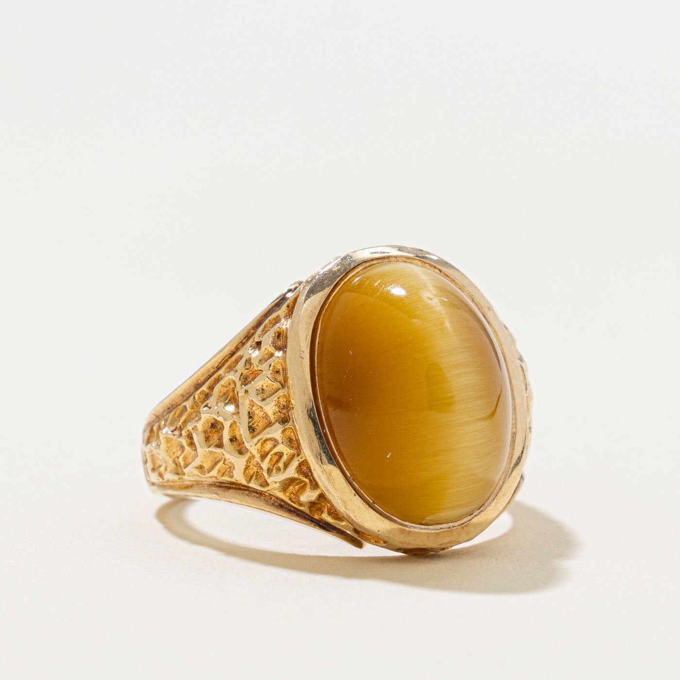 10k Tiger's Eye Nuggety Signet Ring | 9.00ct | SZ 10