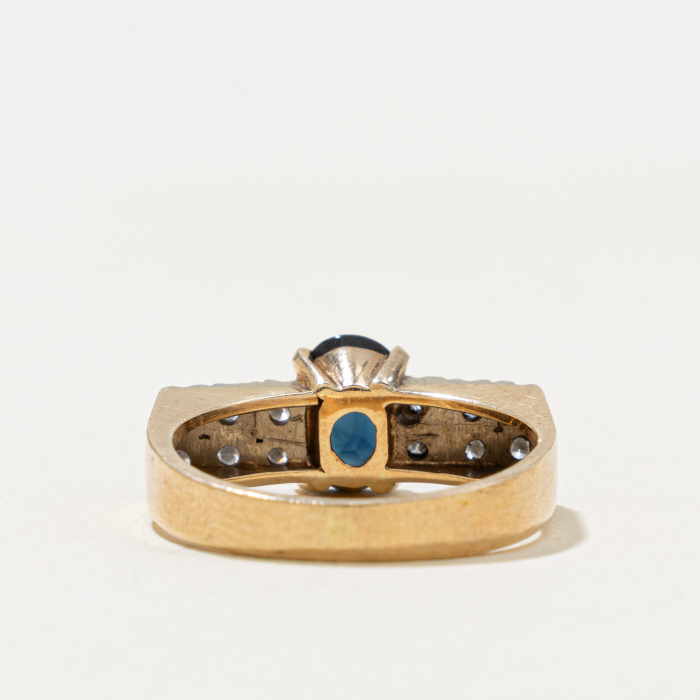 14k Oval Cut Sapphire & Diamond Accented Ring | 1.00ct, 0.24ctw | SZ 4.75